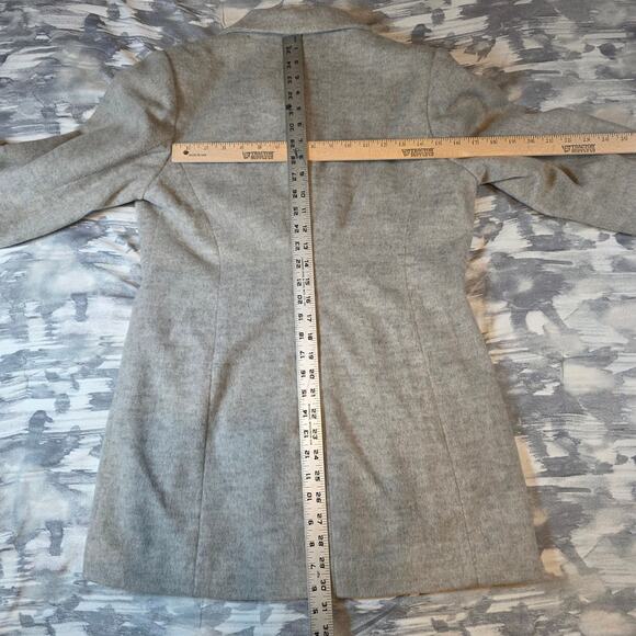 Double Brested Light Gray Lined Long Coat Felted Wool Women's Small Medium Gift - Picture 6 of 10
